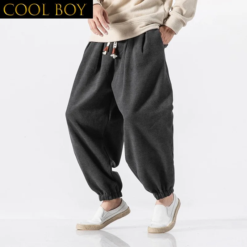 J BOYS Boutique Streetwear Loose Joggers Men Japanese Harajuku Warm Winter Hip Hop Modis Baggy Harem Pants Fashion Bloom Sweatpa