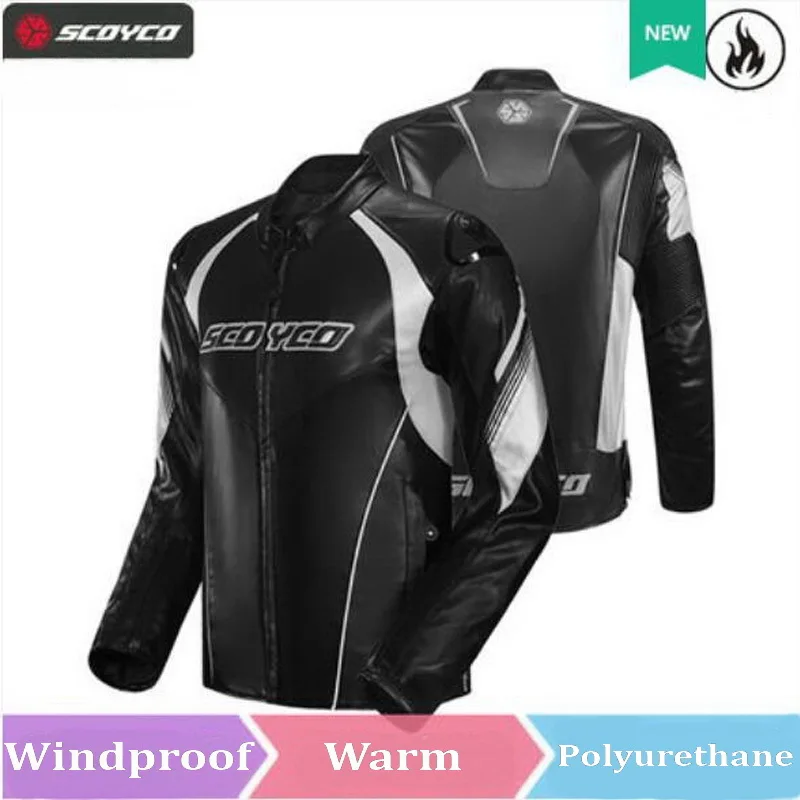 Мужская Женская зимняя теплая куртка SCYCO из искусственной кожи для мотокросса