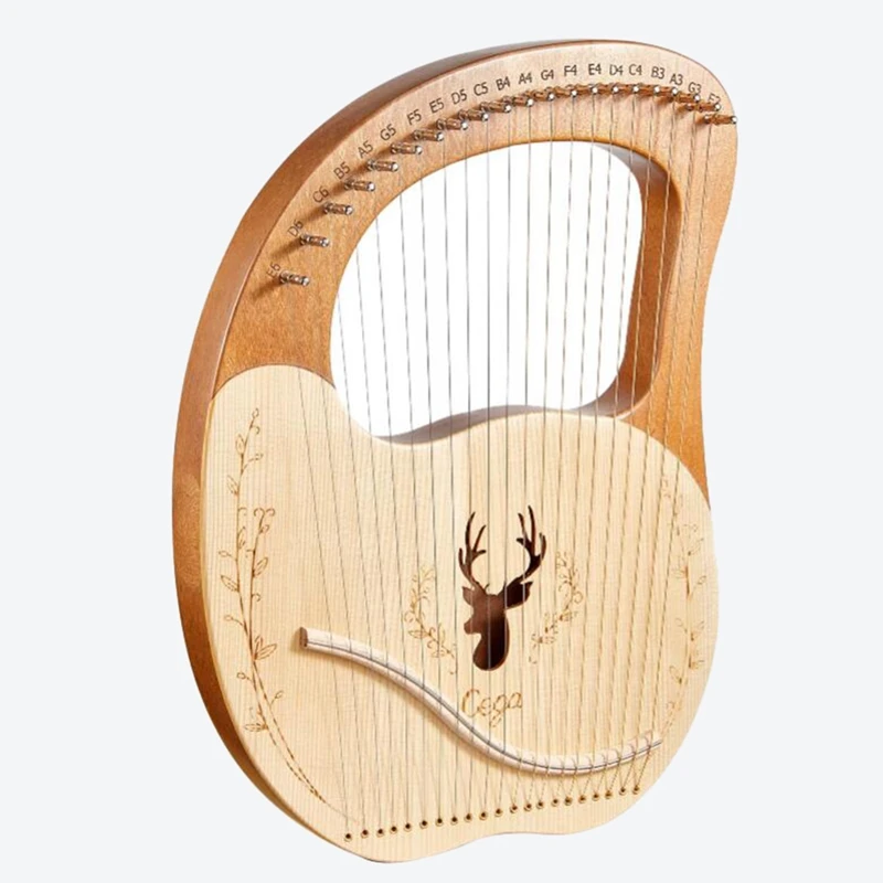 

Cega Lyre Harp, греческая скрипка, 21 струна красного дерева Lyre инструмент, ручной Харп с ключом для настройки, для начинающих любителей музыки и т. ...