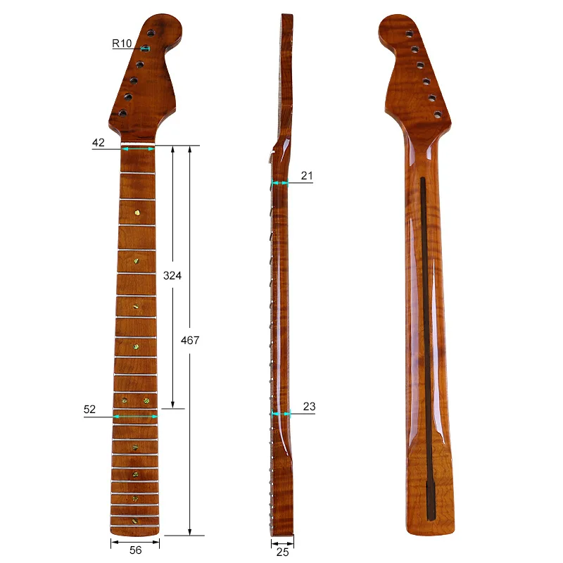 ST интегрированный 21-ладовый 6-струнный глянцевый клен с тигровым зерном шириной 5
