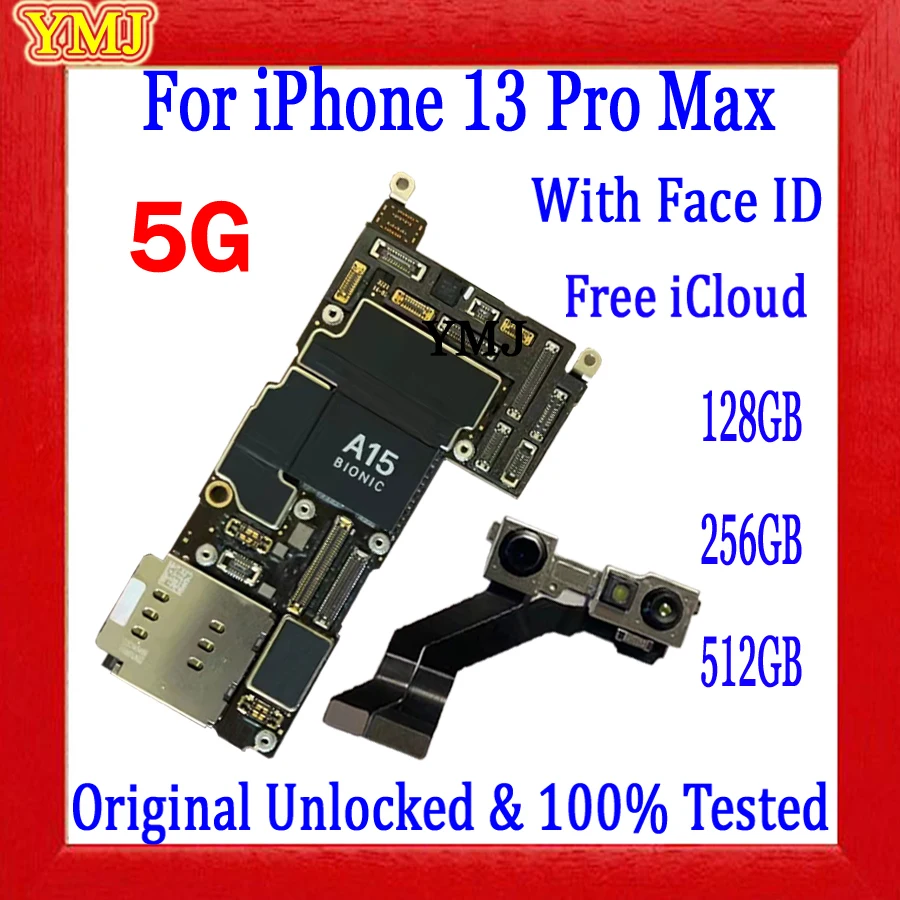 

Motherboard Original Unlocked Free Icloud For IPhone 13 Pro Max Mainboard 128g/256g/512g Logic Board With/No Face ID Plate