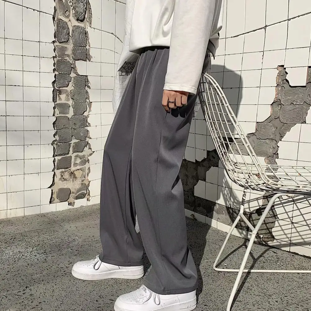 

Повседневные брюки, Мягкие Универсальные прямые однотонные брюки со средней посадкой, мужские брюки, уличная одежда