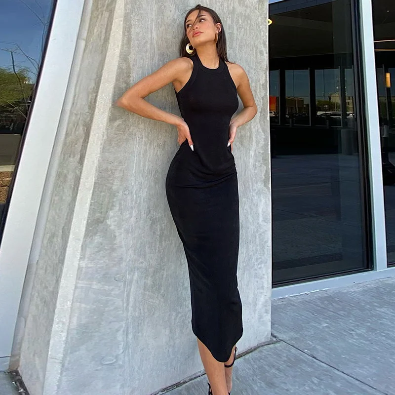 

Женское ажурное платье-миди Zoctuo, летнее облегающее платье без рукавов, с открытой спиной и перекрестными вставками, элегантная уличная одеж...