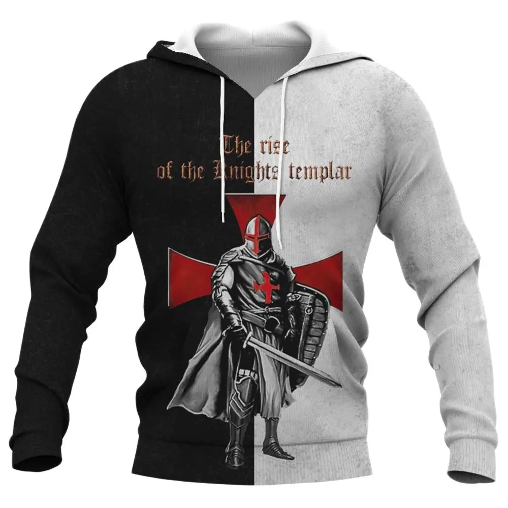 3D Lion Pattern Pullover Sanctuary Crusader Knight Print Men's Hoodie Trendy Retro Jackets Tops Leisure Oversized Sweatshirts