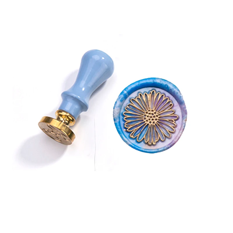 

Natural Plant Leaf Floral Wax Stamp Mini Blue handle,DIY Ancient Seal Retro Stamp,Personalized Wax Seal High Quality 66