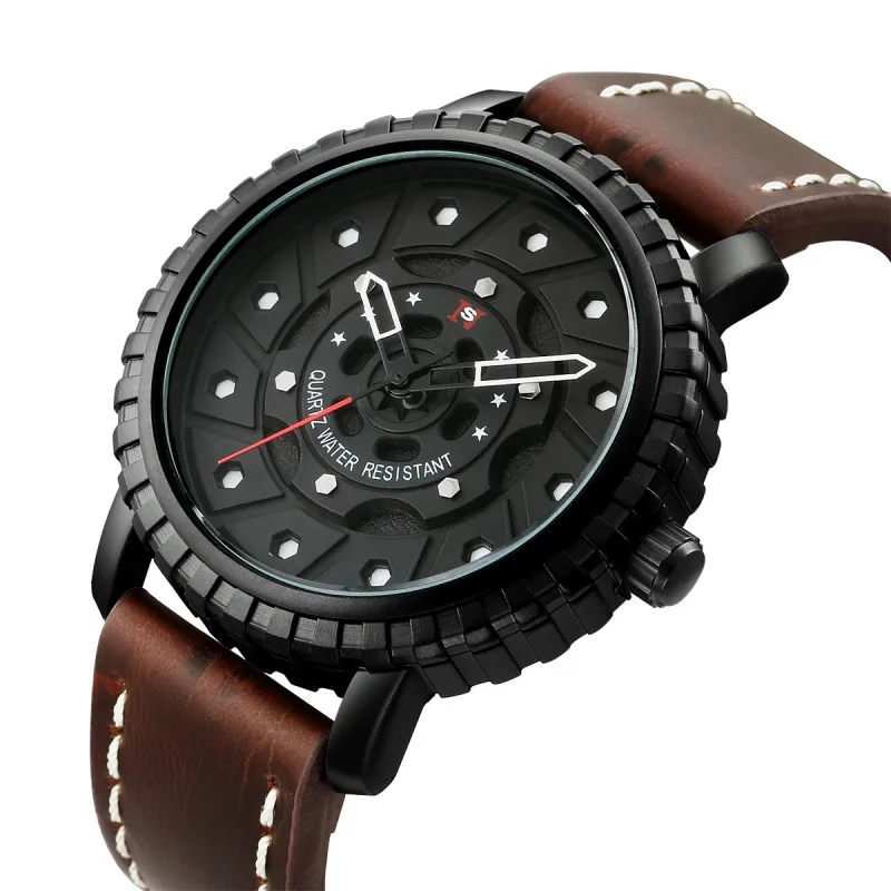 

Часы наручные Sun Мужские кварцевые с кожаным ремешком, брендовые модные деловые Роскошные Смарт-часы с календарем