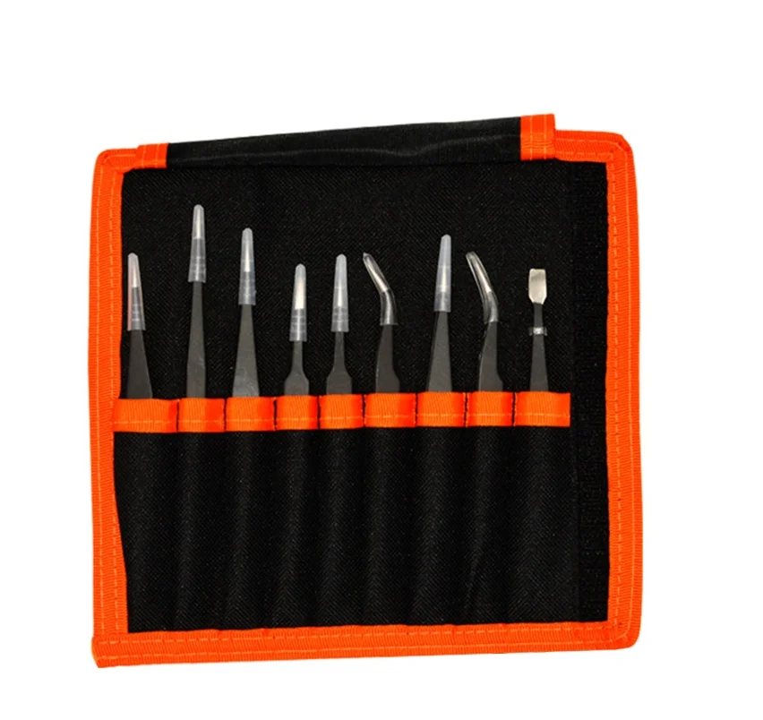 

M17D Upgraded ESD Anti-Static Stainless Steel Tweezers Set Tweezer Maintenance Tool for Electronics Jewelry-Making Laboratory