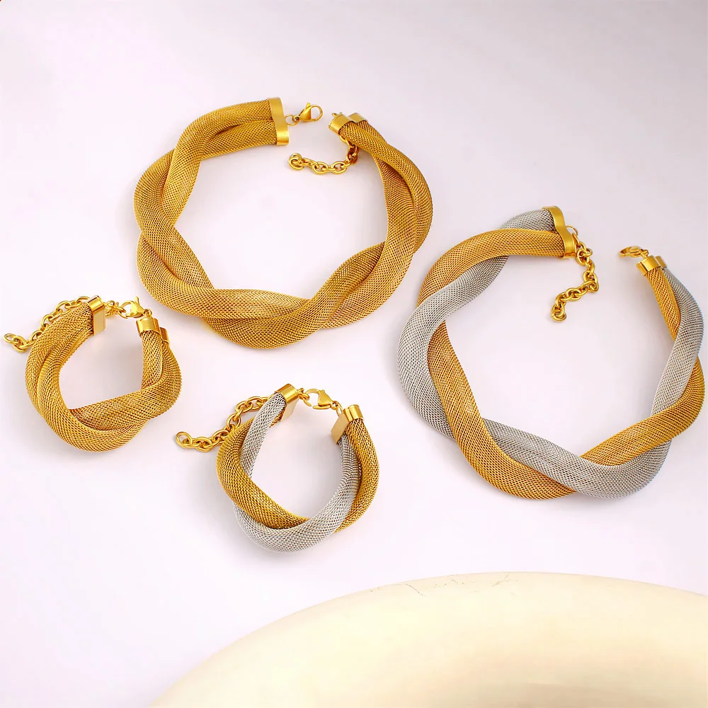 Ювелирный Комплект USENSET из нержавеющей стали в стиле ретро большая полая веревка