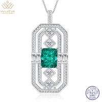 wuiha 925 sterling silver 8ct tsavorite aquamarine citrine simulated moissanite pendant necklaces for women gift drop shipping