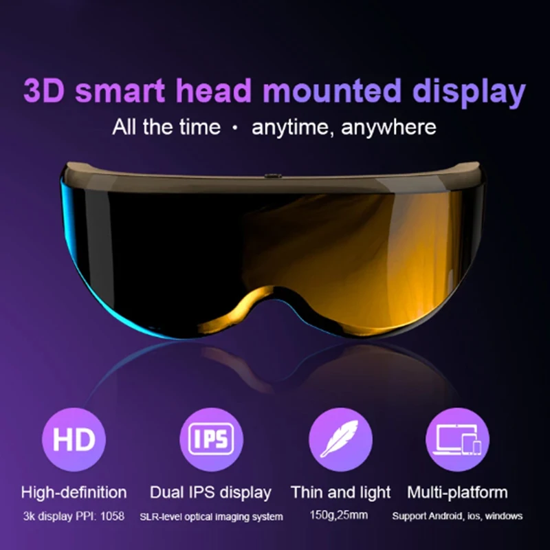 

New Head Mounted 3D VR Smart Glasses OLED 200-inch Giant Screen VR Headset HDMI Glasses Support Android System Bluetooth WIFI
