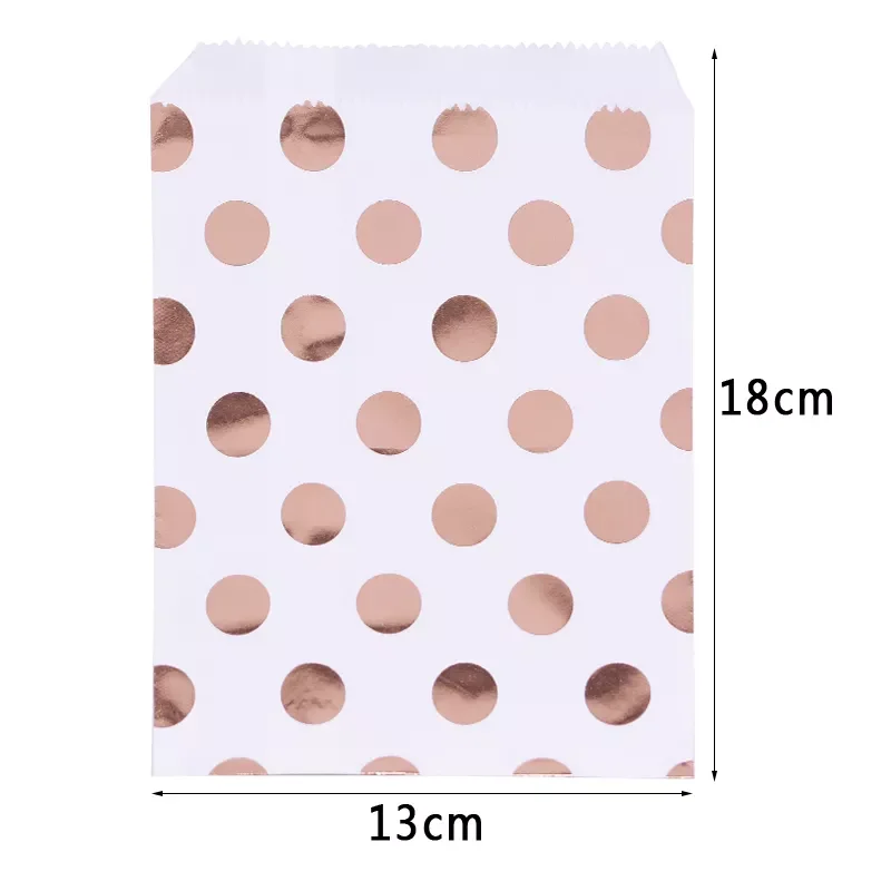 

25pcs/pack 18cm Gift Bags Paper Pouch Rose Gold Paper Food Safe Bags Birthday Wedding Party Favors Gift Bags Packing for Guests