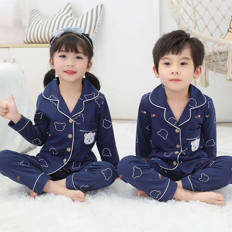 Autumn Children's Pajamas Set for 3-14T Unisex Sleepwear Casual Kids Boy Home Clothes Suit Girls Family Winter Christmas Pyjamas