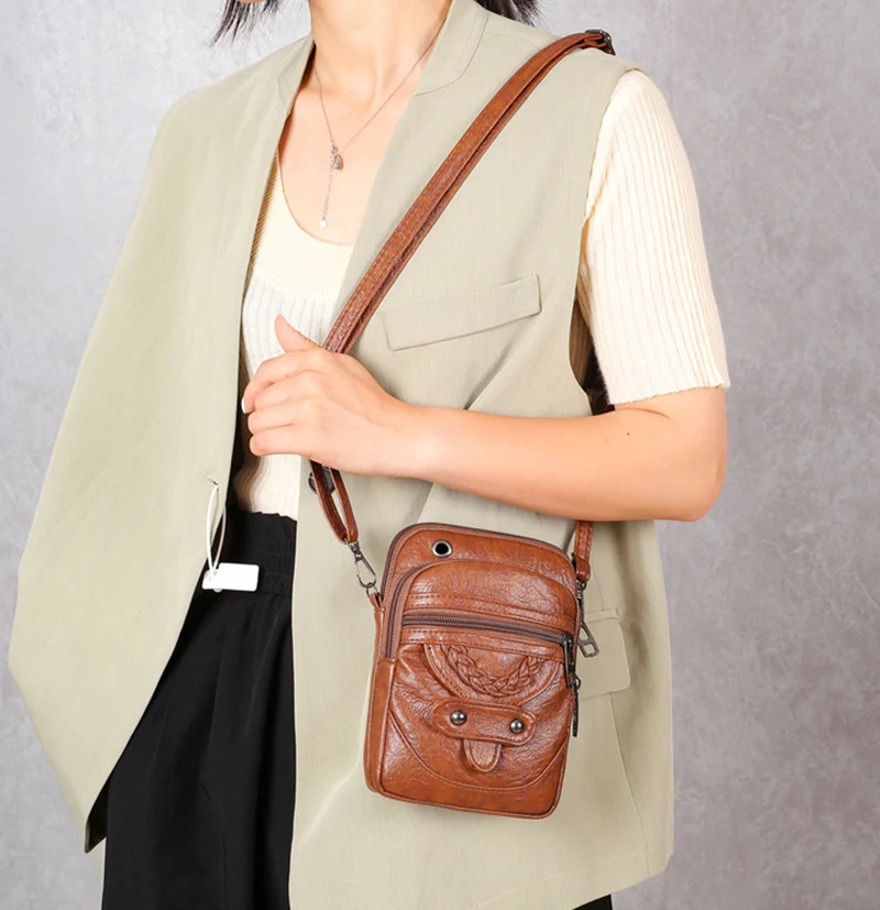 Portable  Purses and Handbags Mini Crossbody Bag Vintage Ladies Flap Bag Fashion Shoulder Bag Mobile Phone Purse