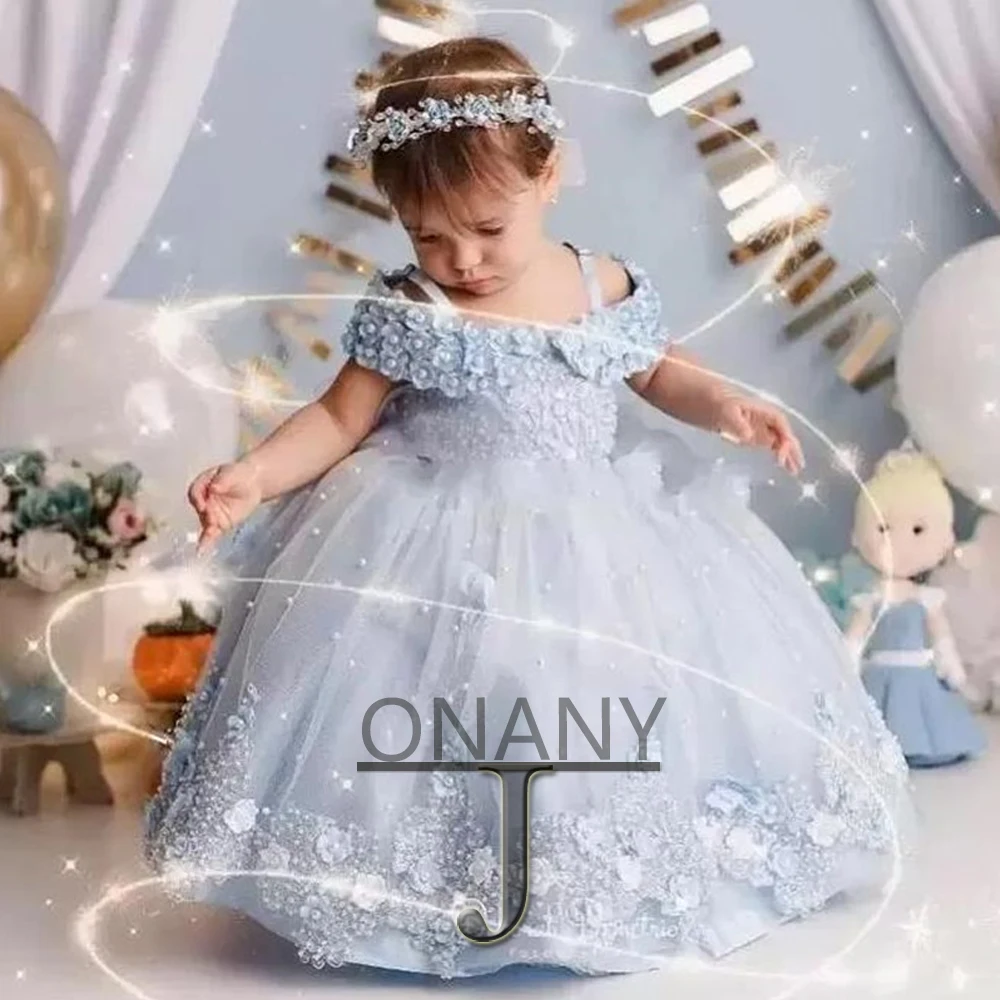 

JONANY Flower Girl Dress Puffy Aline Appliques Sleeveless Personalised Ball Gown Little Girl Princess Roupas De Florista