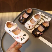 girls sweet princess flat casual shoes embroidery soft children japanese style square toe 2022 spring kids fashion pu new simple