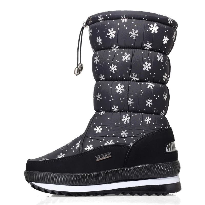 

Women Snow Boots Winter Female Boots Thick Plush Anti-Slip Waterproof Mid-Calf Boots Warm Fur Woman Winter Shoes Boots Footwear