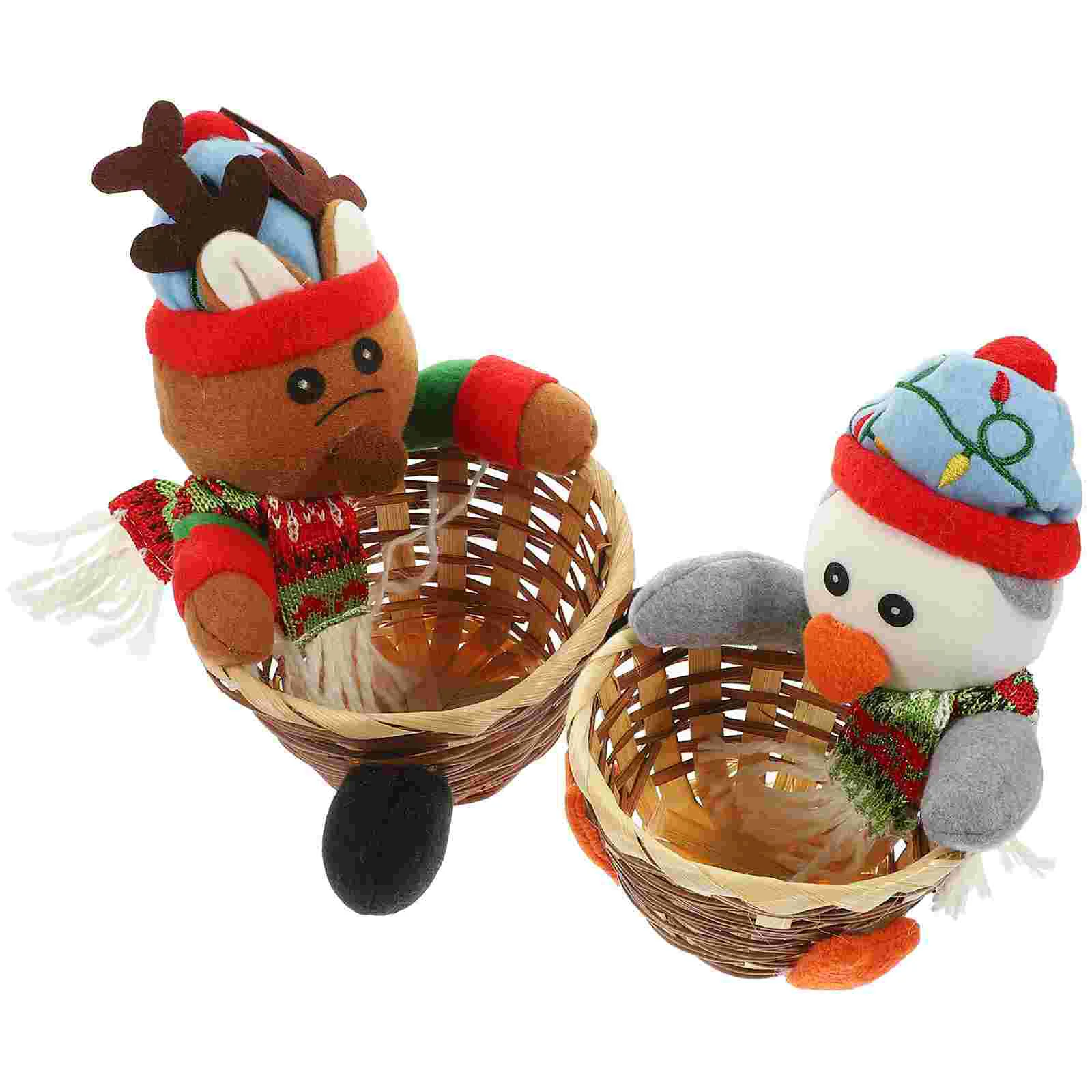 

Basket Candychristmas Holder Storage Woven Gift Rattan Serving Fruitdesktop Vegetable Organizer Sundries Treat Makeup Bowl