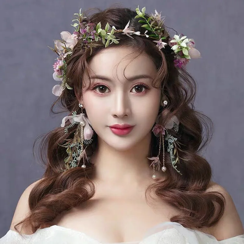 

Free Shipping Flower Headband Hair Wreath Floral Garland Crown Bridal Headpiece Wedding Festival Party Deco WLL145