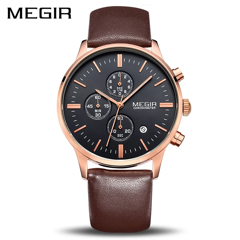 

MEGIR Original Watch Men Top Brand Luxury Men Watch Leather Clock Men Watches Relogio Masculino Horloges Mannen Erkek Saat