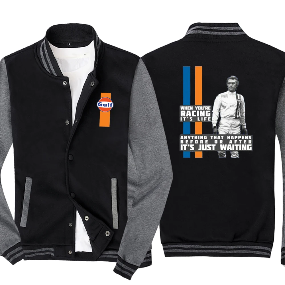 

New Spring Autumn Men's Baseball Jacket Gulf Logo No Cap Fashion Cardigan Long Sleeves Sportsweater Hoodies