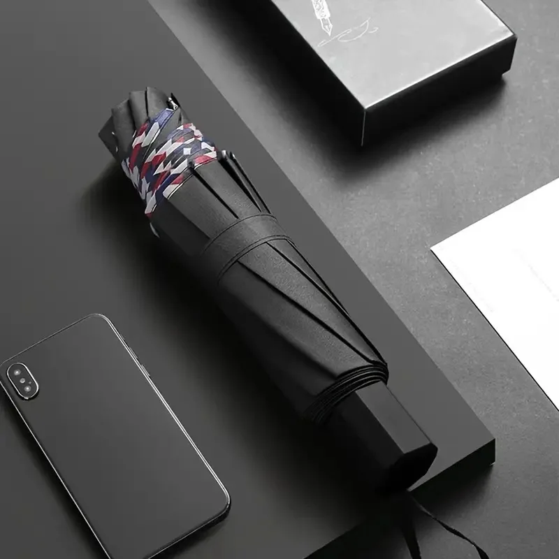 Ten Bone Folding Manual Umbrella Bumper Windproof Rainproof and Sunshade Universal Black Rubber Business