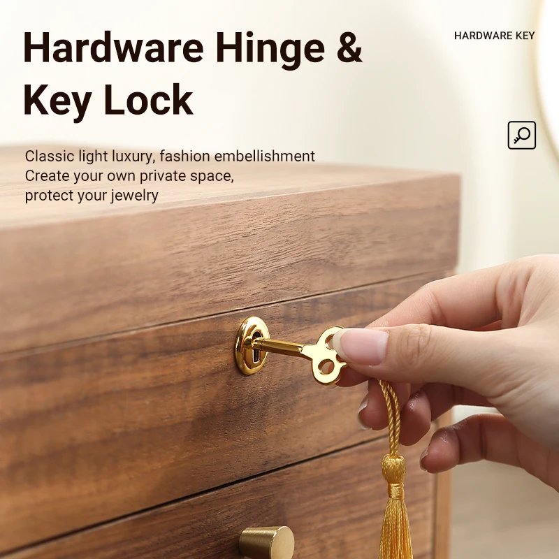 Double Layer Large Wooden Jewelry Box Organizer Women Men Jewelry Display Drawer Case Earrings Ring Necklace Jewellery Storage