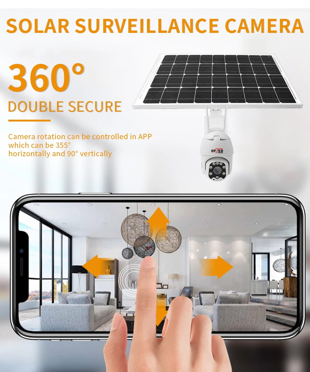 Батарея Enster высокой емкости мониторинг 4G солнечная PTZ-камера с вращением на 360