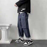 casual harajuku streetwear sweatpant trousers male pants baggy side pockets cargo harem joggers pants men 2022 straight