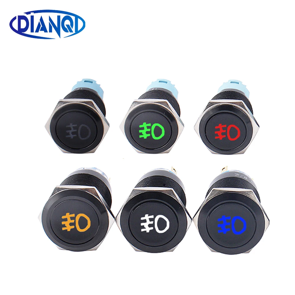 Fog lamp LED Momentary Reset Fixation locking waterproof 16mm 19mm Metal Push Button Switch 3V 5V 12V 24V 220Vsymbol customized |