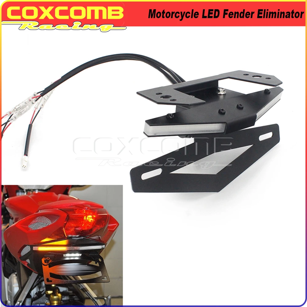 

Motorcycle Black Complete LED Fender Eliminator W/ LED License Plate Light Turn Signal Lamp For MV AGUSTA BRUTALE 675 2013-2019