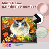 chenistory painting by numbers diy with multi aluminium frame kits on canvas picture cat gift coloring wall art drawing numbers