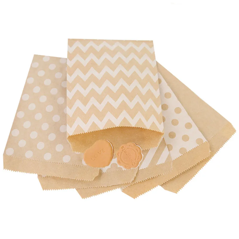 

25pcs/lot Polka Dot Pattern Kraft Paper Bag Candy Cookies Cupcake Bag Baby Shower Kids Birthday Party Supplies Wedding Favors