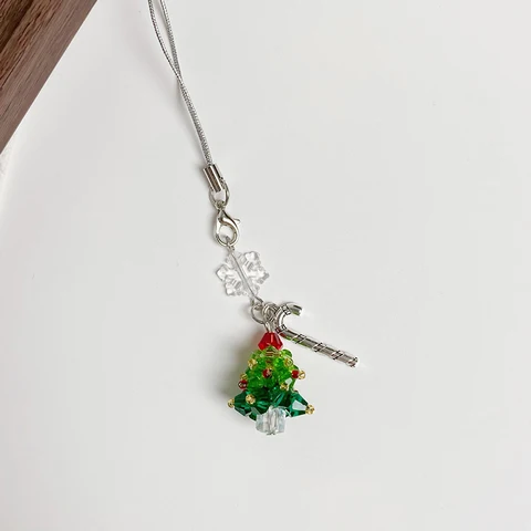 Y2K модный брелок в виде рождественской елки, милый брелок со звездой и кисточкой, подвеска в стиле Ins, эстетический девчачий ремешок для телефона, сумка, подвески, рождественский подарок