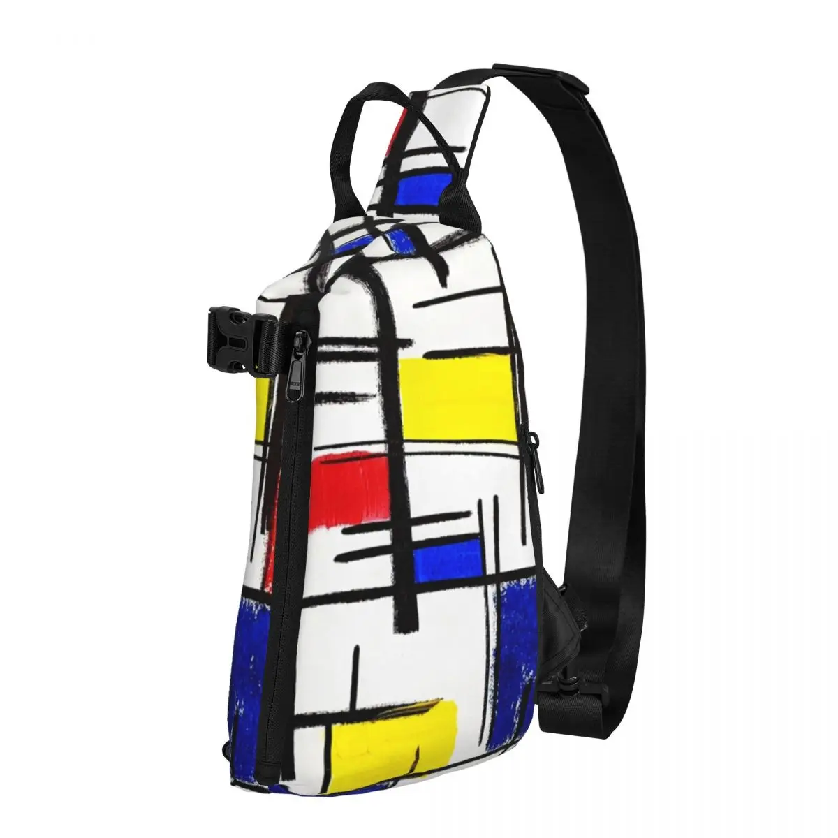 

Modern Pop Art Shoulder Bags Mondrian Minimalist Fun Chest Bag Men Cycling Outdoor Style Sling Bag School Print Crossbody Bags