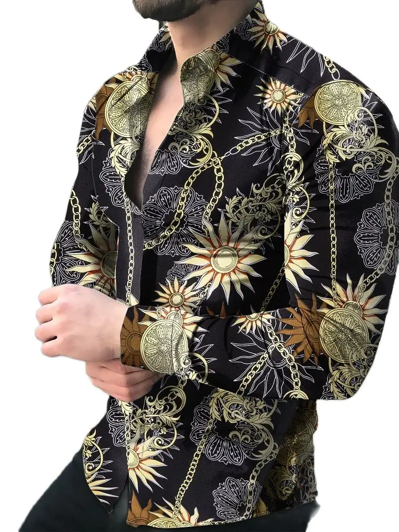 

Men's Shirt for Men Clothing Social Male Blouse Hawaiian Long Sleeve Cardigan Blouses and Button Up Luxury Man Wholesale 2022