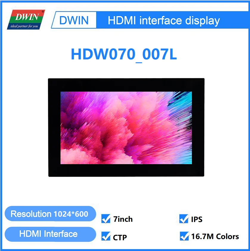 

DWIN 7 Inch HDMI IPS TFT LCD Display Monitor 1024x600 16.7M Colors Capacitive Touch Panel Module For Raspberry Pi HDW070-007L