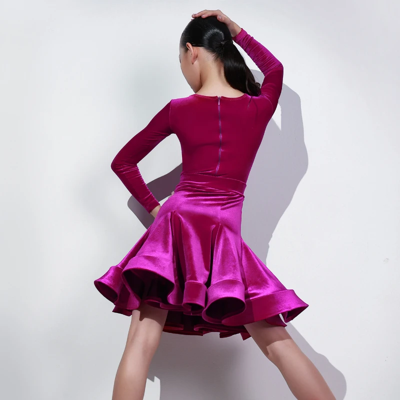 Детское платье для латиноамериканских танцев с длинным рукавом