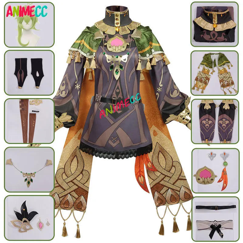 

Костюм для косплея Genshin Impact Collei, парик, аниме игровой костюм, униформа на Хэллоуин вечерние Одежда для ролевых игр для женщин и девушек, полны...