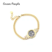 green purple luxury 100 925 sterling silver coin bracelet for women adjustable size cuban chain zirconia fine jewelry bijoux