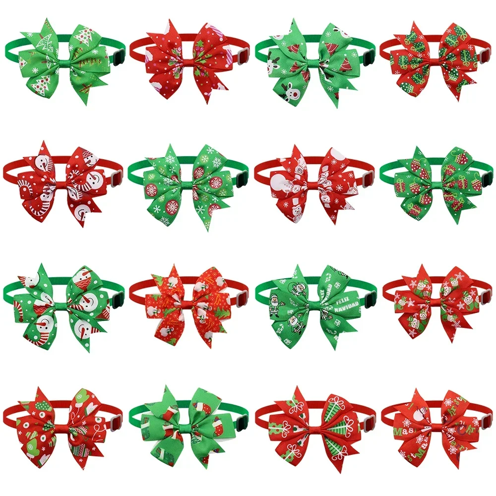 

Neckties Xmas Bowties Pets Collar 50/100pcs Dog New For Bowknot Dog Puppy Grooming Holiday Bows Accessories Christmas Adjustable