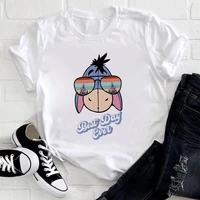 eeyore sunglasses print disney white tees women hot sell tops four seasons outdoor style female clothes popular exquisite o neck