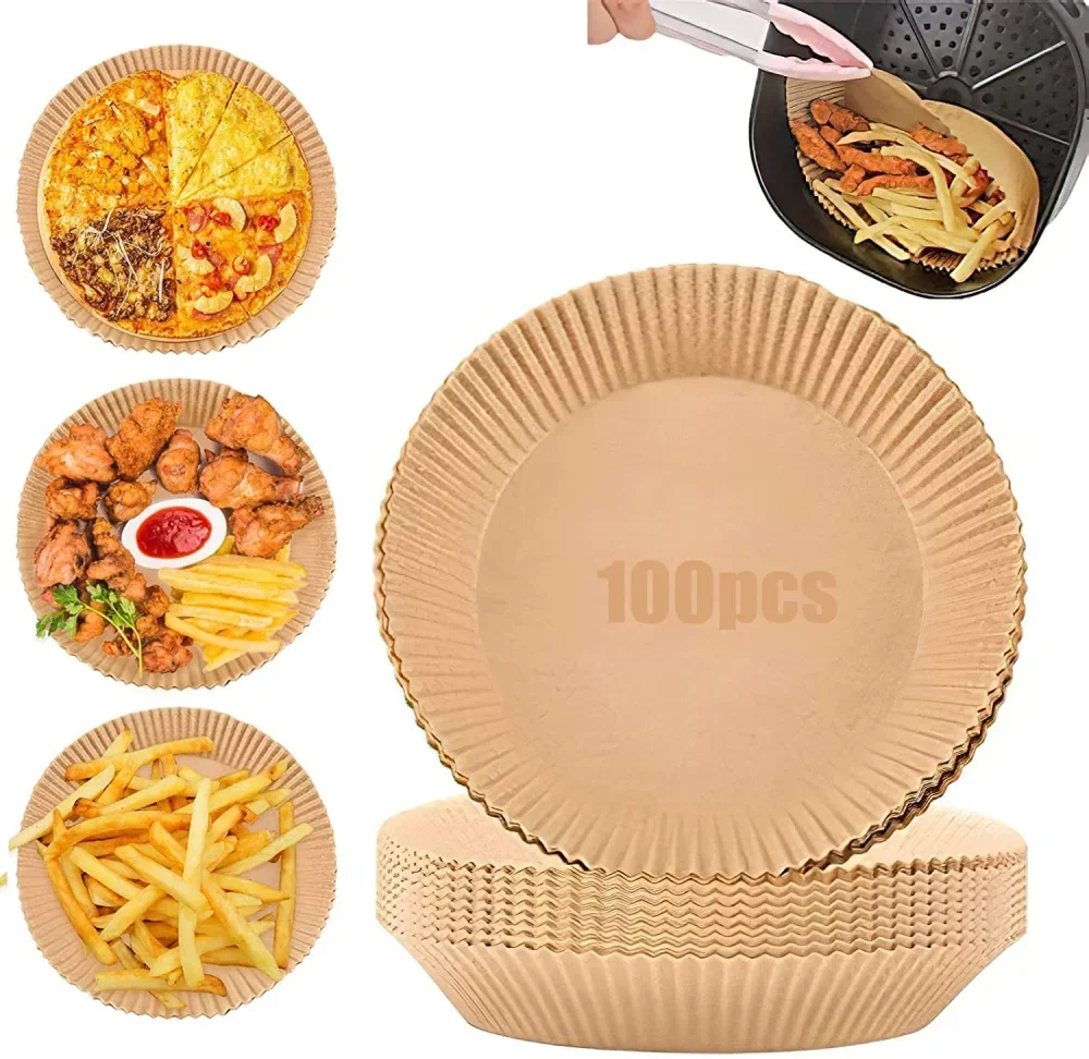 

Air Fryer Disposable Paper Liner, 100PCS Non-stick Disposable Air Fryer Liners, Baking Paper for Air Fryer Oil-proof, Water-proo