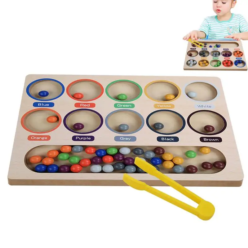 

Wooden Clip Beads Games Montessori Toys Color Matching Clip Beads Game Fine Movement Training Educational Toys For Children