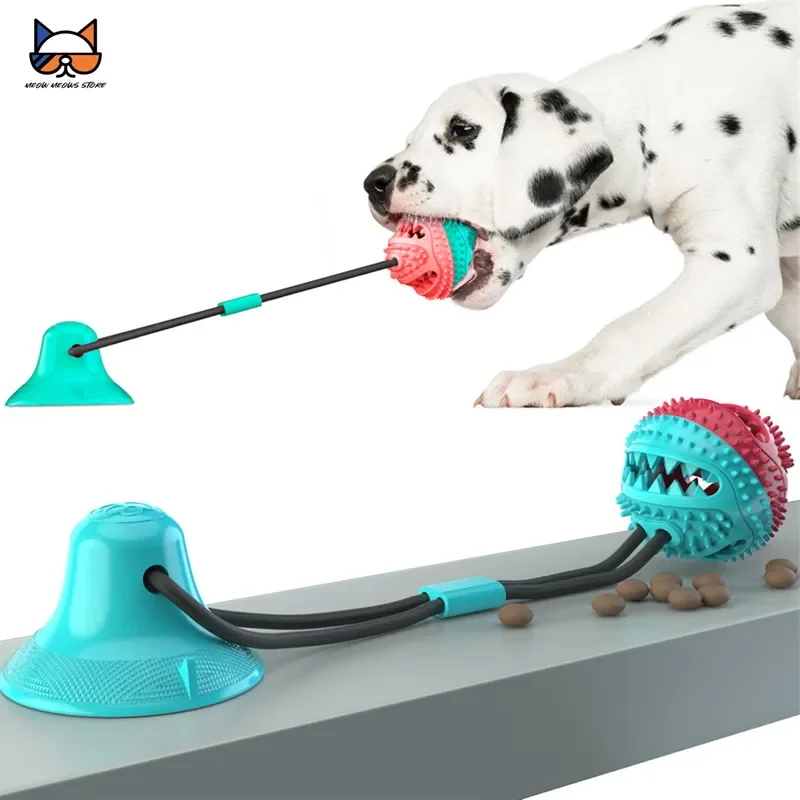 

NEW Dog Toys Silicon Suction Cup Tug Interactive Dog Ball Toys slow feeder Pet Chew Bite Tooth Cleaning Toothbrush Dogs Food Toy
