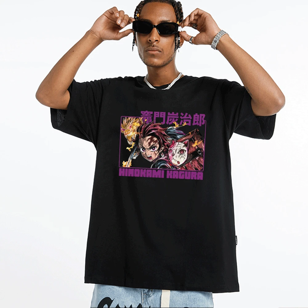 

Demon Slayer Shinobu Kocho Anime T Shirt Tanjiro Kamado Print T-shirt Couple Oversized Short Sleeves Japanese Streetwear Tshirt