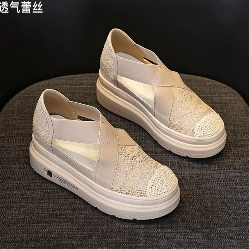 New Beige Women Shoes Fisherman Shoes Woman Mesh Breathable Flat Soft Bottom Women Peas Shoes Womans Shoes Black Flats Shoes