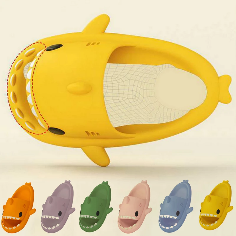 

2022 Summer Man Women Shark Slippers Couple's Thick Bottomed Home Bathing Home Slipper Indoor Household Kids Slides Flip Flops