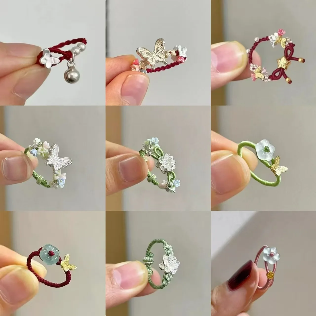 Новое простое регулируемое кольцо в китайском стиле с лотосом и бабочкой свежий