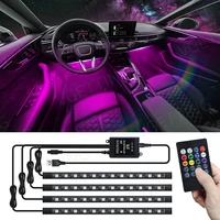 automotive interior decorative lights 48 72 led car foot light auto vehicle backlight ambient atmosphere lamp remote control