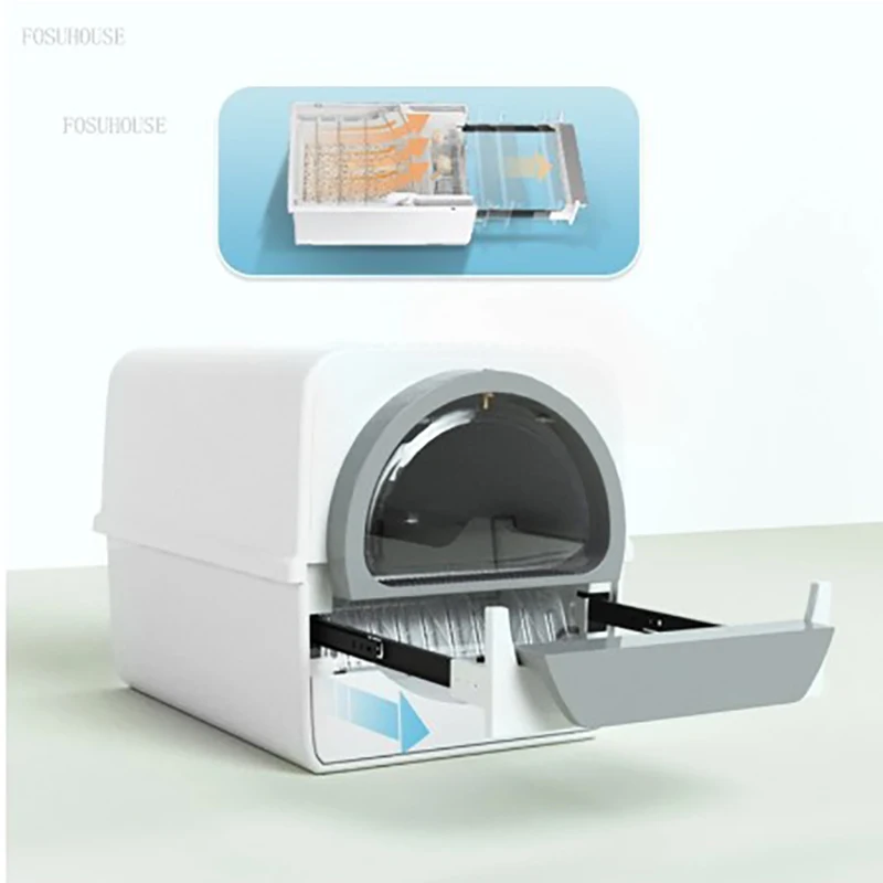 

Semi Automatic Cat Litter Box Basin Hand-pulled Fully Enclosed Deodorant Super Splash-Proof Litter Tray Pet Furniture Toilet